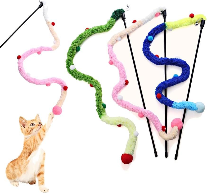 Interactive Cat Teaser Wand with Plush Strip